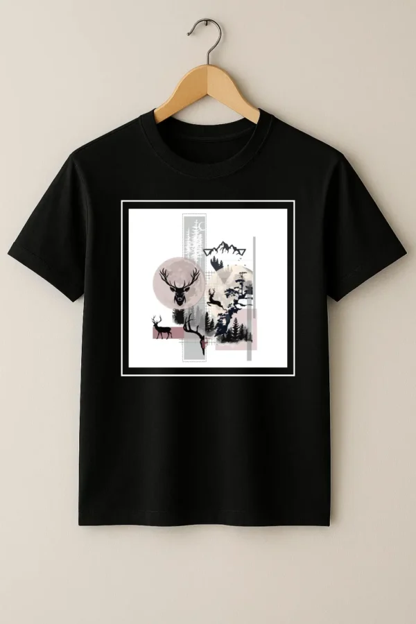 Deer and Mountain Design Kids Shirt - Stylish & Comfortable