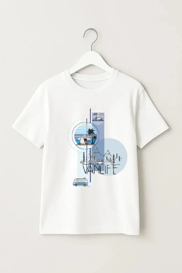 Van Design White Shirt for Kids - Stylish & Comfortable