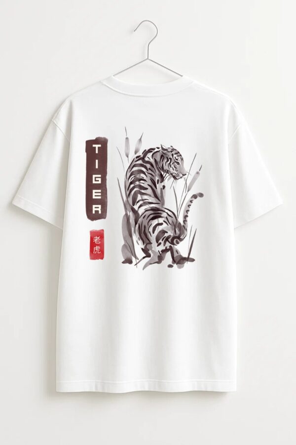 Japanese Tiger Design Oversized Shirt with Back Design - Premium & Stylish