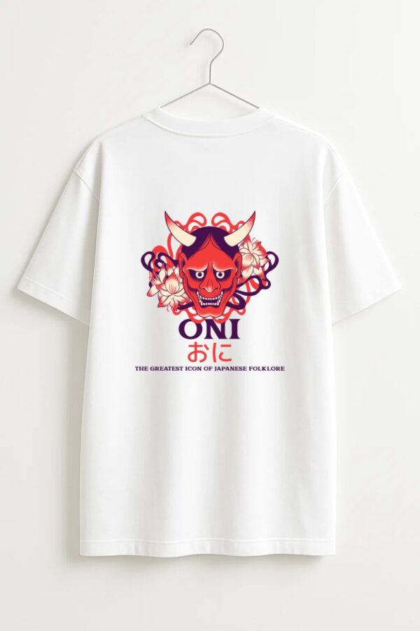 Red Oni Back Design Oversized Shirt - Premium Streetwear with Japanese Art
